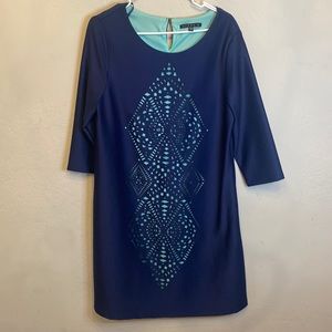 Tiana B. Navy Blue with Turquoise Cut Out Design Size 14